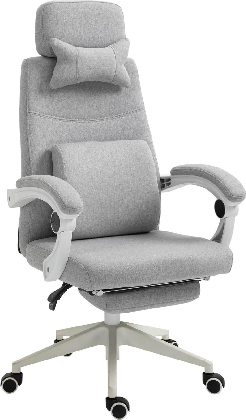Icon Space 5D1D53 Sedia Ergonomica Reclinabile Poggiapiedi Poggiatesta Tessuto Grigio