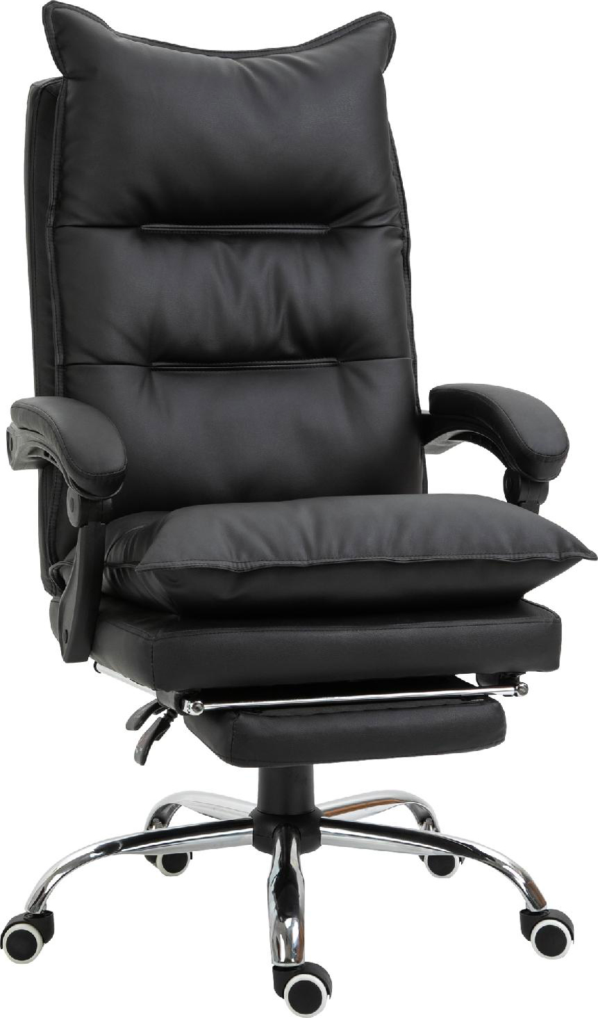 Icon Space 903ISBK Sedia da Ufficio Reclinabile Poggiapiedi Poggiatesta Ecopelle Nero