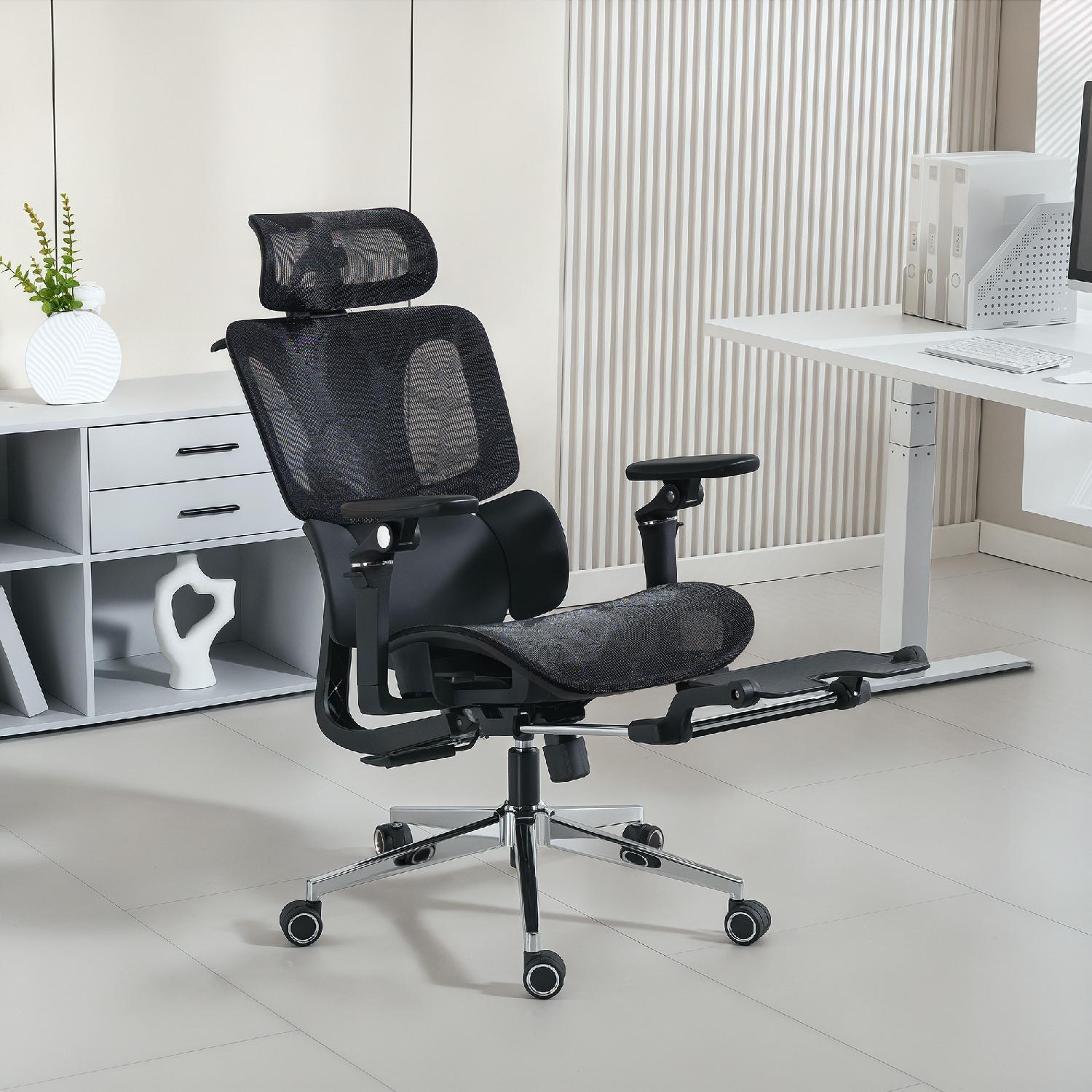 Icon Space 0BKV494 Sedia da Ufficio Ergonomica Reclinabile Braccioli e Poggiatesta Nero