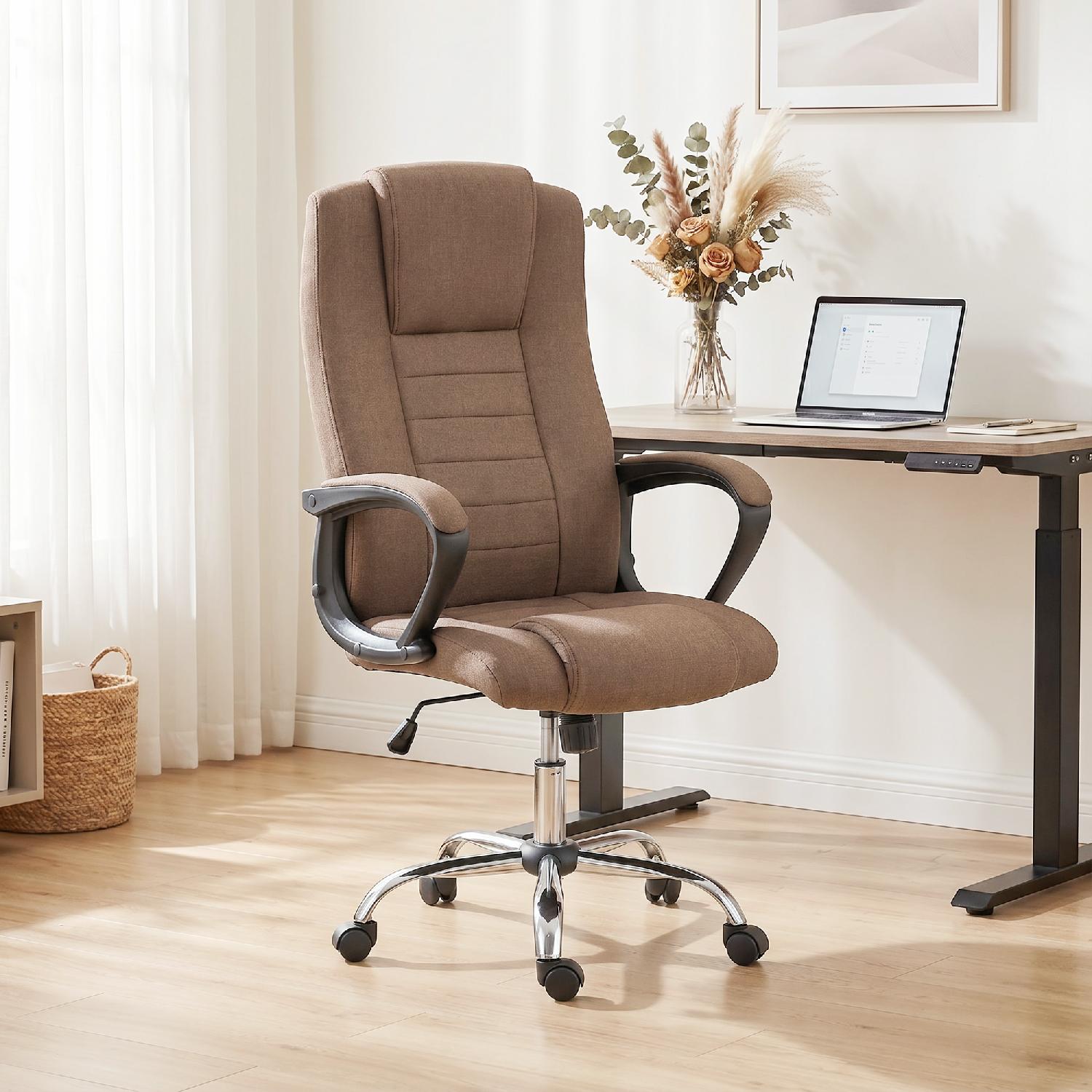 Icon Space 0BNV496 Sedia da Ufficio Ergonomica Reclinabile con Poggiatesta Marrone