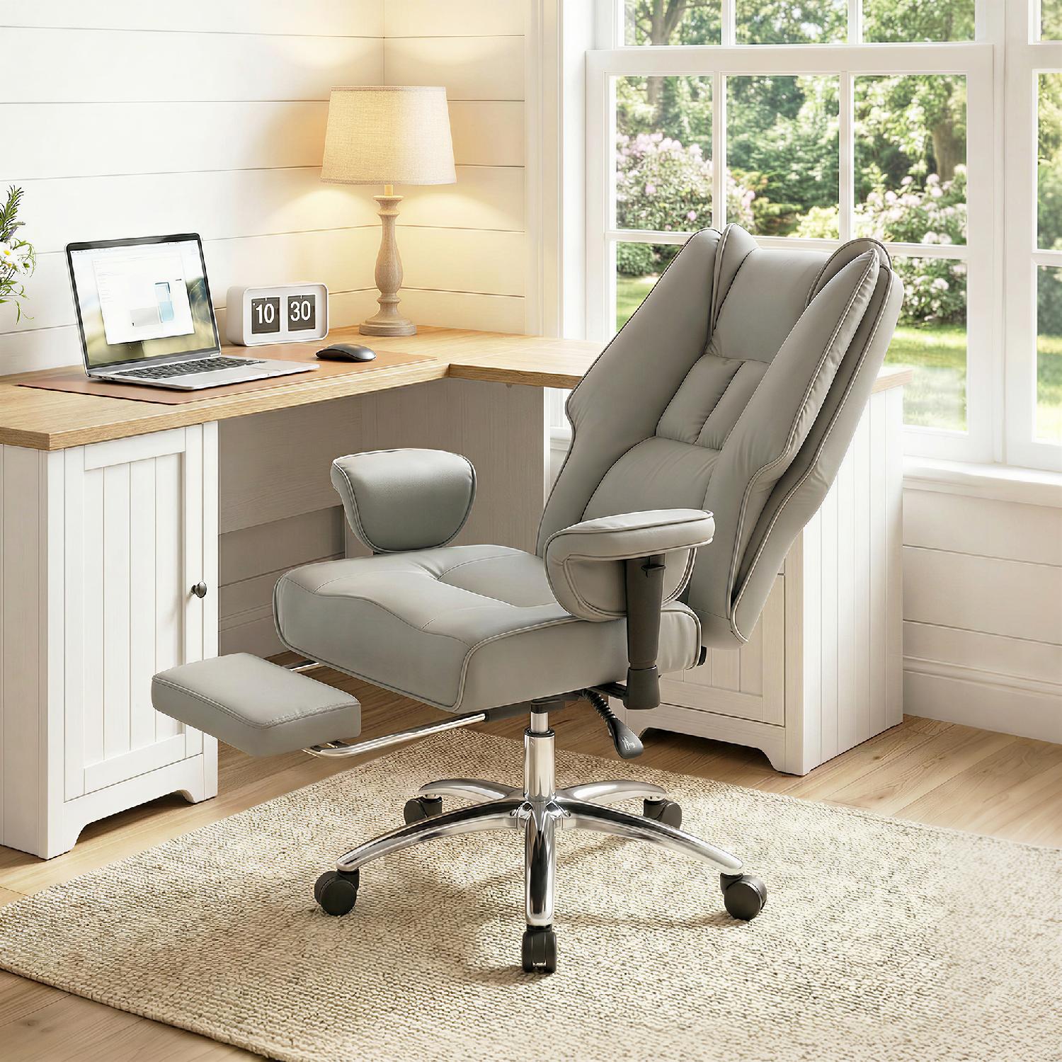 Icon Space 0LGV495 Sedia da Ufficio Ergonomica Reclinabile con Poggiapiedi Grigio Chiaro