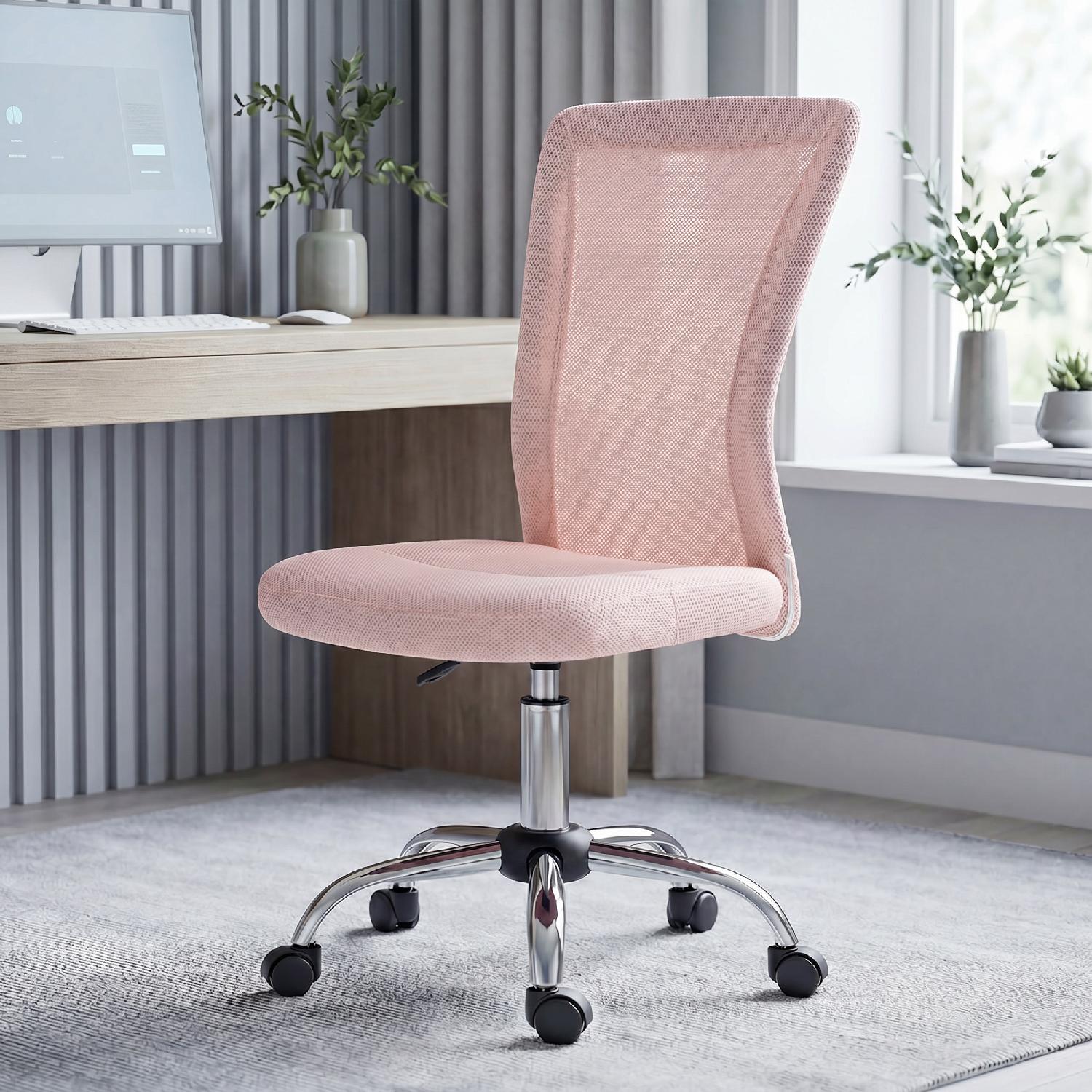 Icon Space 0PKV493 Sedia da Ufficio Ergonomica Senza Braccioli in Tessuto Rosa