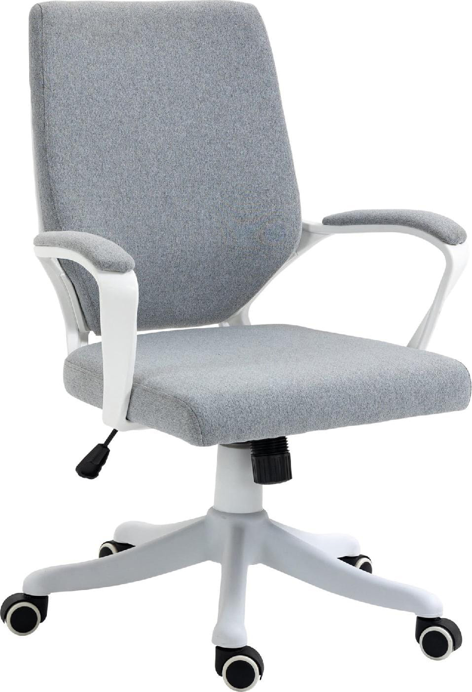 Icon Space 536GY921 Sedia da Ufficio con Ruote e Braccioli Tessuto GrigioBianco