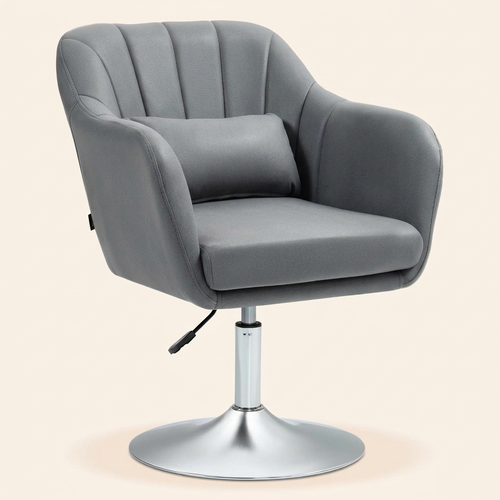DecHome F959BK Poltrona Moderna in Tessuto 60x60x79-91 cm Altezza Regolabile Grigio