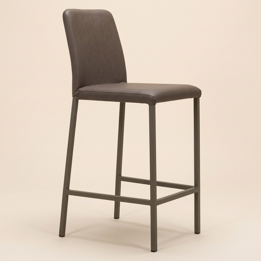 Il Siedidormi N9074 Sgabello Bar in Ecopelle Poggiapiedi 34x51x95 cm Tortora Betty