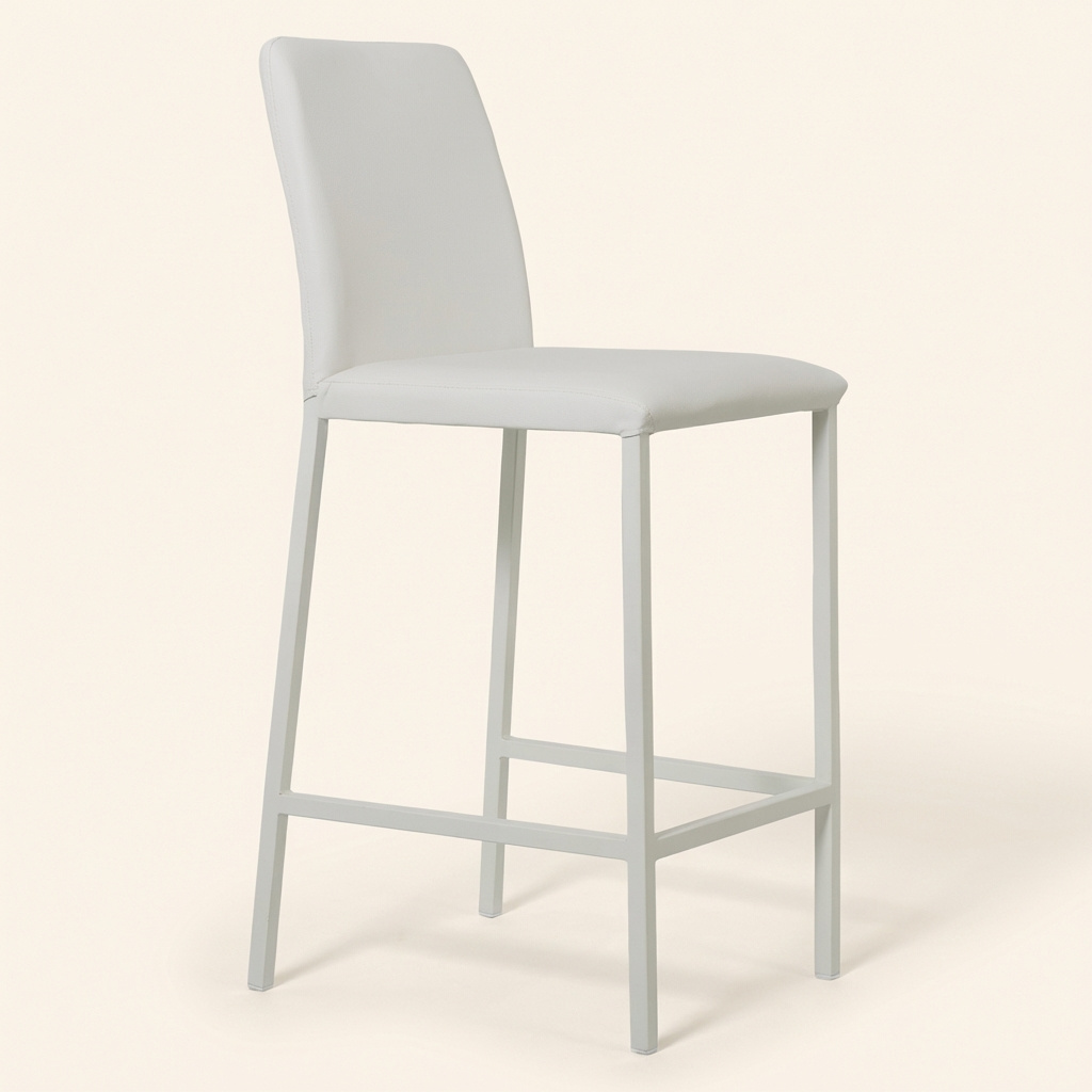 Il Siedidormi Z102 Sgabello Bar in Ecopelle e Metallo 34x51x95 cm Bianco Betty Zeus