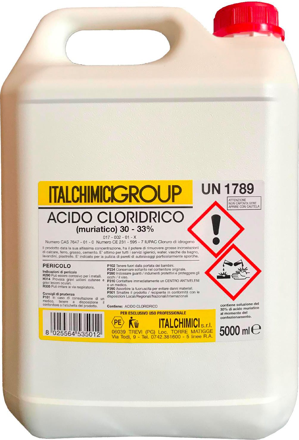 Italchimici 53501 Acido Muriatico Puro Al 33% lt.5 Pezzi 4