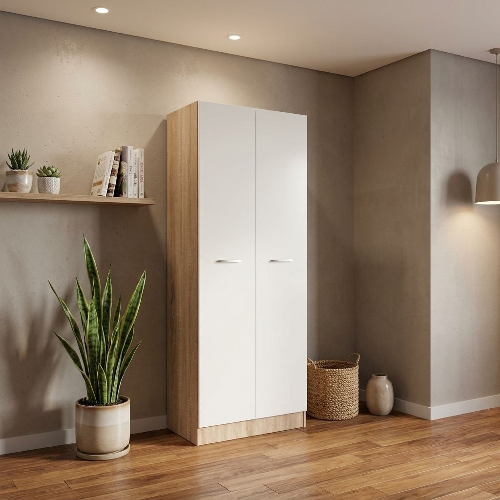 KITWOOD INDUSTRY PR1001 Mobile Multiuso 2 Ante in legno 74x52x184 h cm Rovere e Bianco