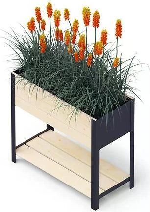 Kronus 0437 UPYARD Fioriera Rialzata Legno e Metallo 78x36x72 cm Nero Upyard Modern Box
