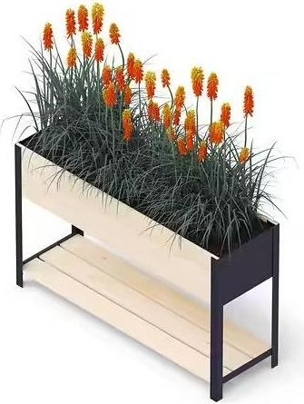 Kronus 0529 UPYARD Fioriera Rialzata Legno e Metallo 118x36x72 cm Nero Upyard Modern Box