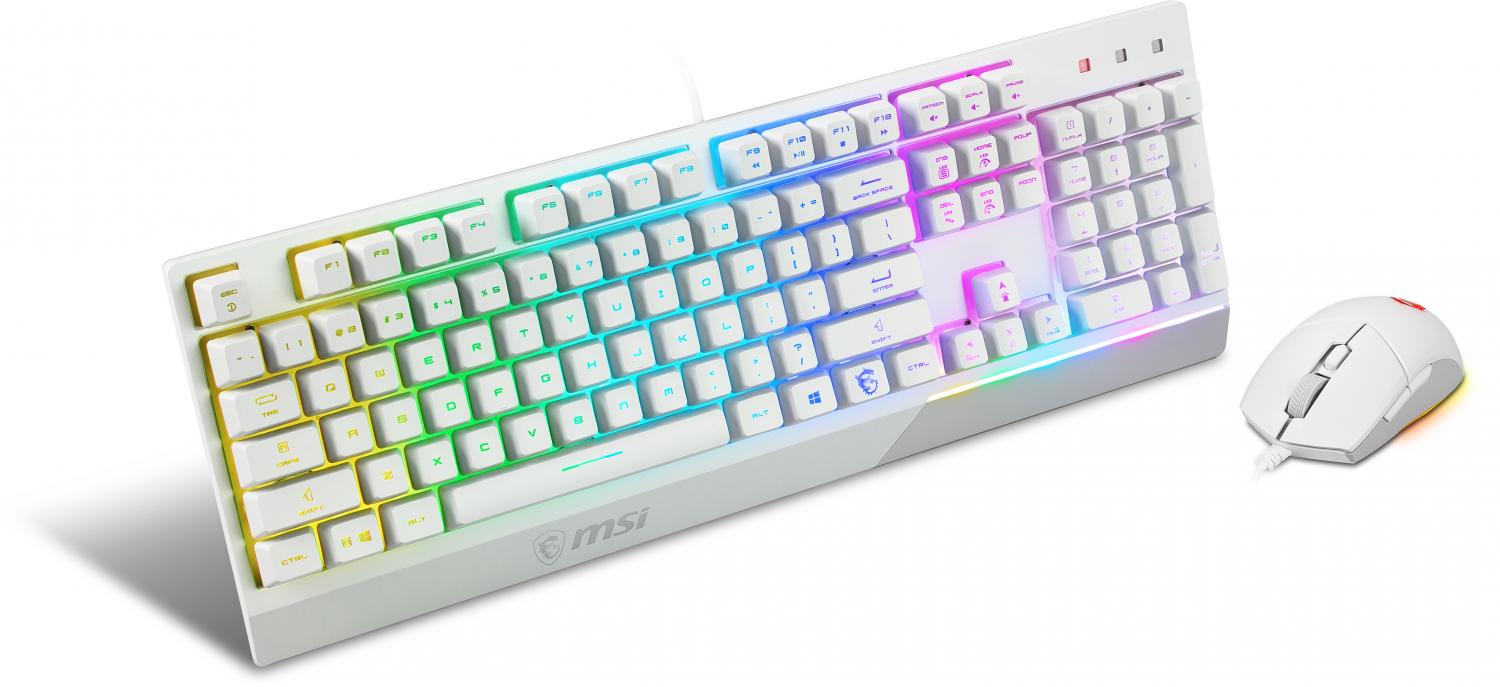 MSI S11-04IT306-CLA Vigor GK30 COMBO Kit Tastiera Semi Meccanica Mouse Gaming Clutch GM11 Bianco
