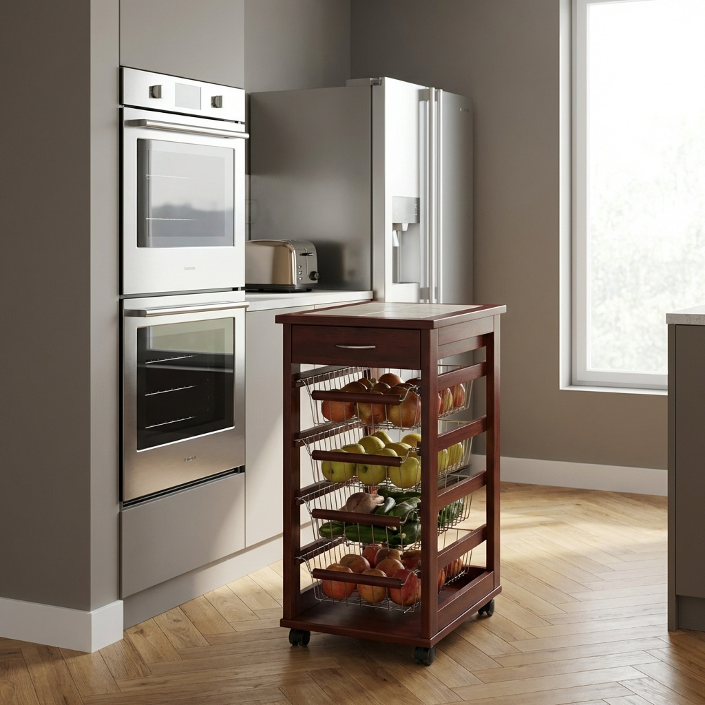 Mas Legno IL174 Carrello Cucina Portafrutta Portatutto Multiuso 30x40x83 cm Ciliegio