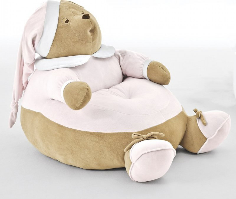 NANAN 12036GR Pouf a forma di Orso Poltroncina per Bambini colore Rosa - Puccio
