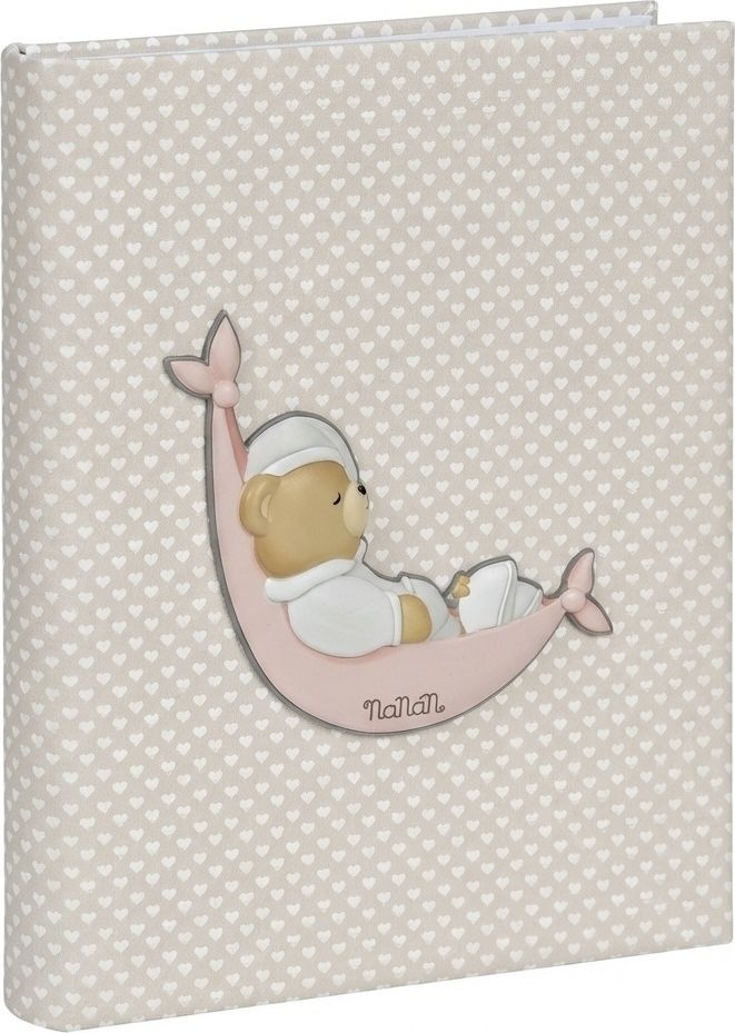 NANAN NAL0005 Album fotografico Similpelle 18x24 cm Rosa Orso Argento - Orso Amaca