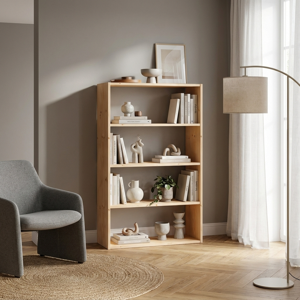 NBrand DMC400.99 Libreria Moderna 4 Ripiani Legno 33x36x140 cm Naturale