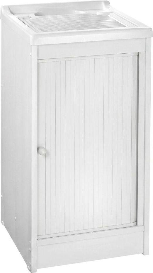 DecHome 416122 Mobiletto Lavatoio Strong Roll in Resina 45 x 50 x 84 cm Bianco