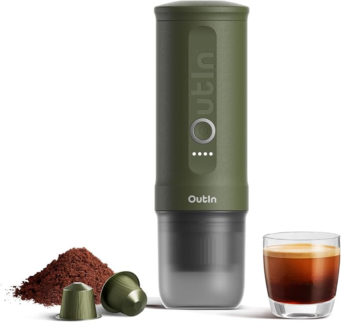 Outin OTEM-01-FG Nano Macchina Caff� Espresso Capsule Portatile Verde Foresta