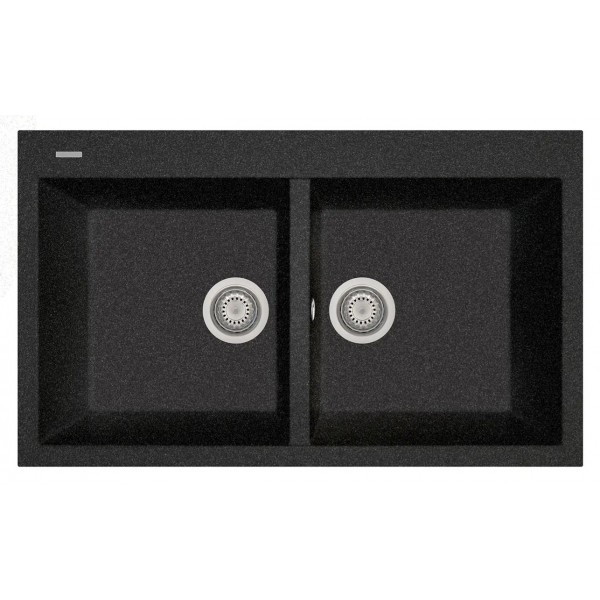 Plados AM8620 UG95 Lavello Cucina 2 Vasche 86 cm Ultragranit Nero Ebony