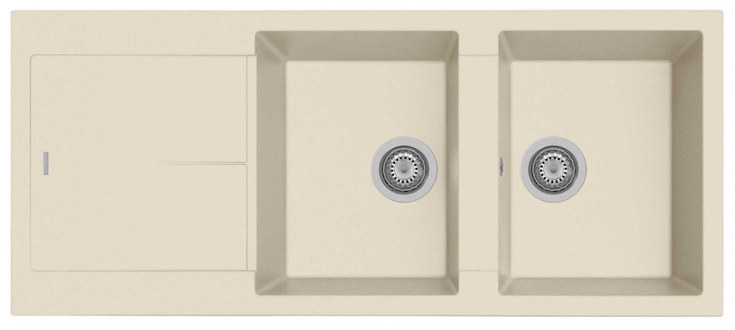 Plados NF11620 RN R2 Lavello Cucina 2 Vasche Gocciolatoio Reversibile 116 cm Beige NF11620