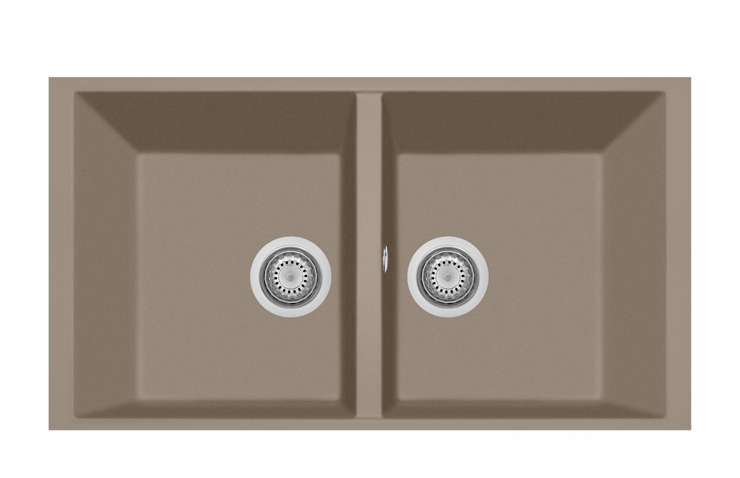 Plados ON7920ST UG 72 Lavello Cucina 2 Vasche 75,5 cm Microultragranit Tartufo ON7920ST