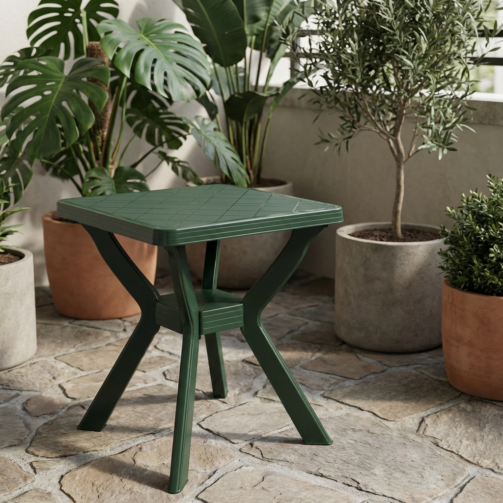 IPAE PROGARDEN 40300 Tavolo da Giardino Quadrato Resina 70x70 cm Verde Reno