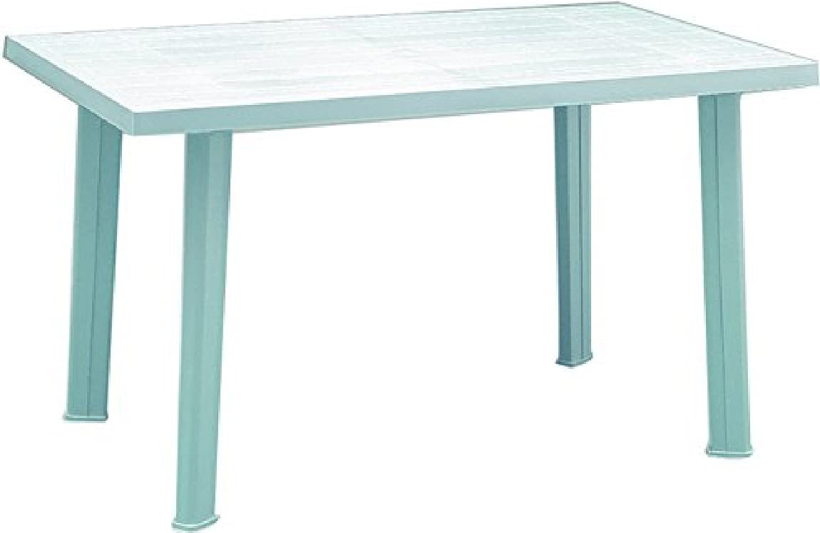 IPAE PROGARDEN Tavolo da Giardino Rettangolare in Resina con Foro per Ombrellone 126x76 cm colore Bianco - 90880 Velo