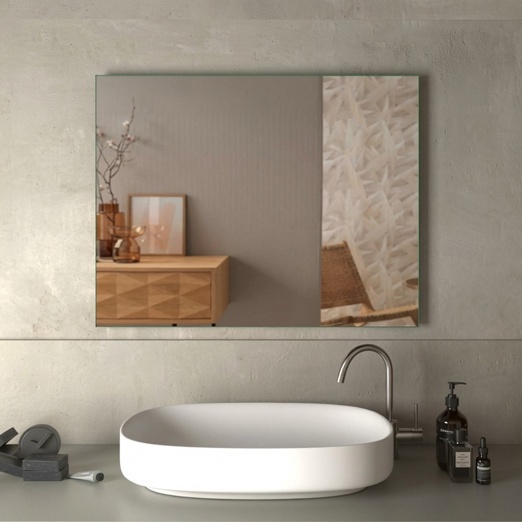 Progetto M011 9070 M011 Specchio Bagno Rettangolare a Parete 90x70 cm in Acciaio e Vetro