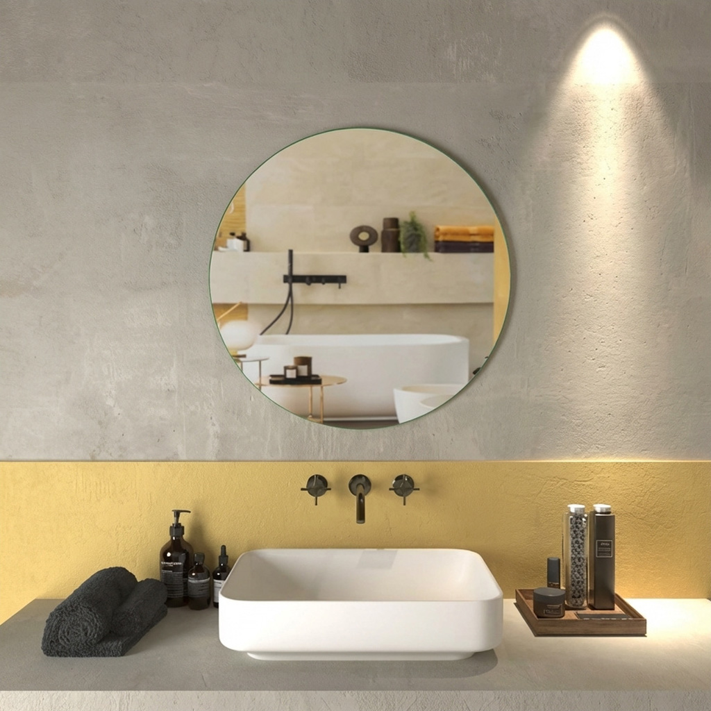 Progetto M015 D70 M015 Specchio Bagno Tondo a Parete �70 cm in Acciaio e Vetro