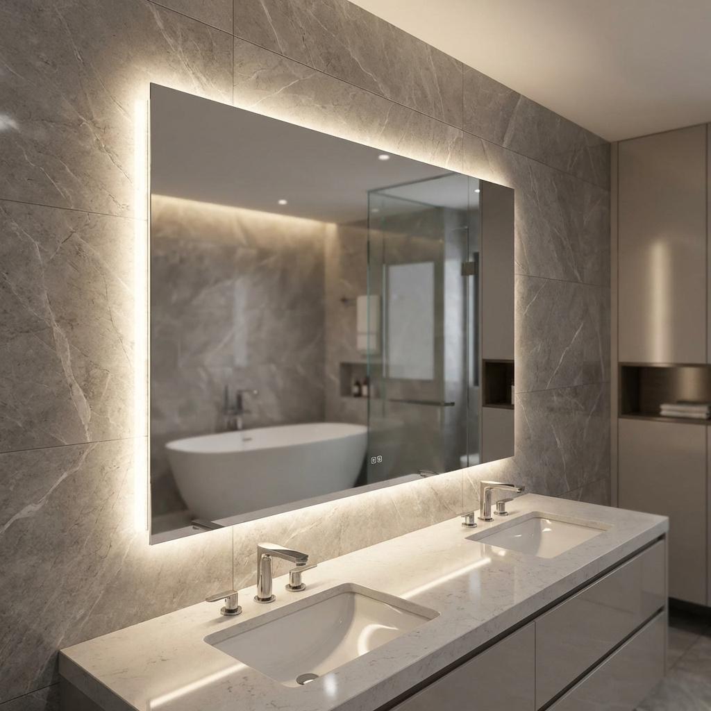 Progetto M032.B Specchio a Filo Rettangolare 60x90 cm Retroilluminato LED Reversibile