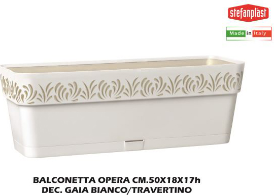 STEFANPLAST SFV88800 Balconetta Opera cm 50 Decorazione Gaia BiancoTravertino