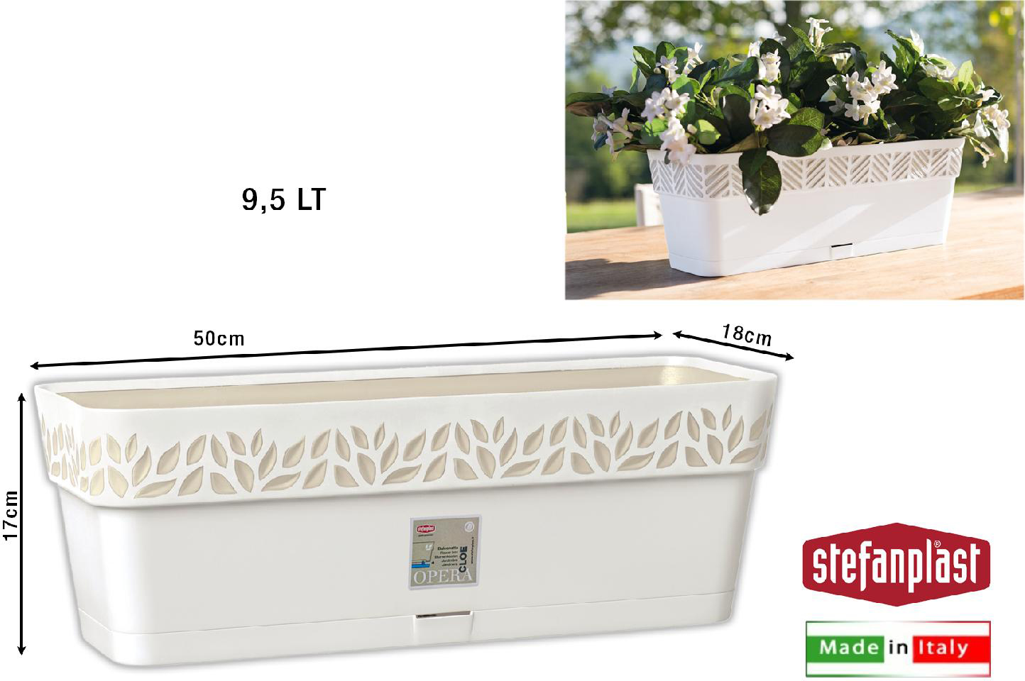 STEFANPLAST V94400 Balconetta Opera Decoro Cloe cm 50x18x17h Bianco Travertino
