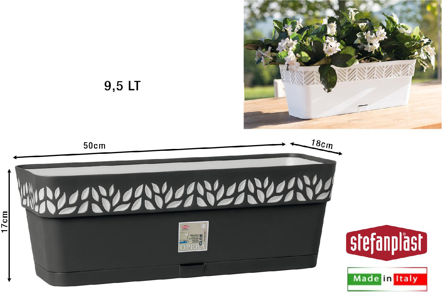 STEFANPLAST V94403 Balconetta Opera Decoro Cloe cm 50x18x17h Grafite Grigio Luce
