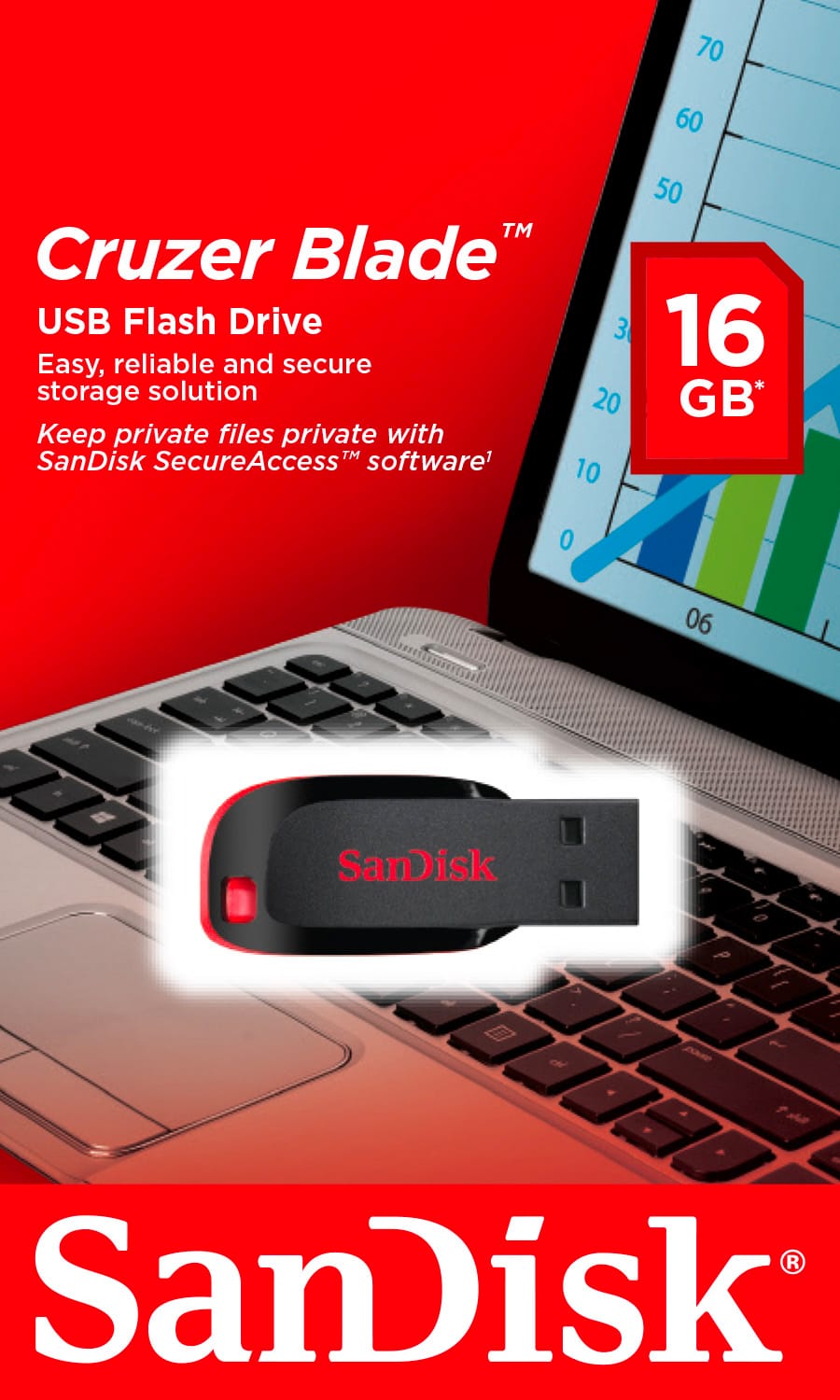 Sandisk SDCZ50-016G-B35 Chiavetta USB Pen Drive 16 GB - Cruzer Blade