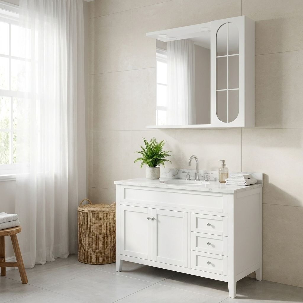 SAVINI DUE 938LED Mobile con Specchio Bagno e Luci LED 1 anta 57x16x57h cm Bianco - INA