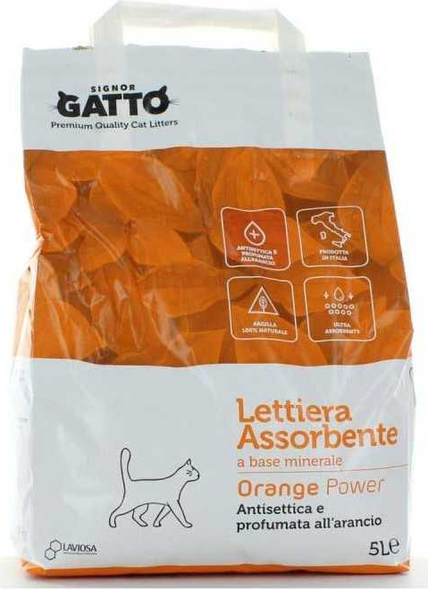 Signor Gatto LA1001 Lettiera per Gatti Assorbente 5 lt Orange Power