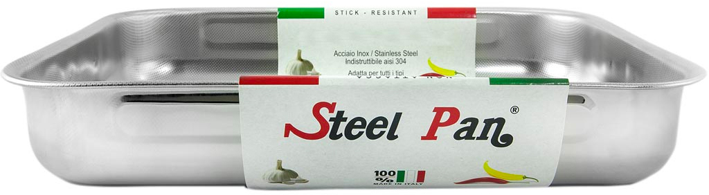 Steel Pan STE10182 Teglia Rettangolare Inox 1810 cm 35 Antigraffio