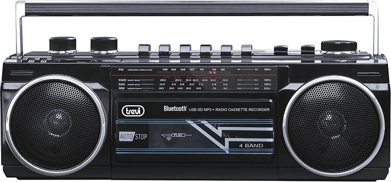 TREVI 0RR50100 Radio Boombox Bluetooth Stereo Portatile lettore cassette Nero RR 501 BT