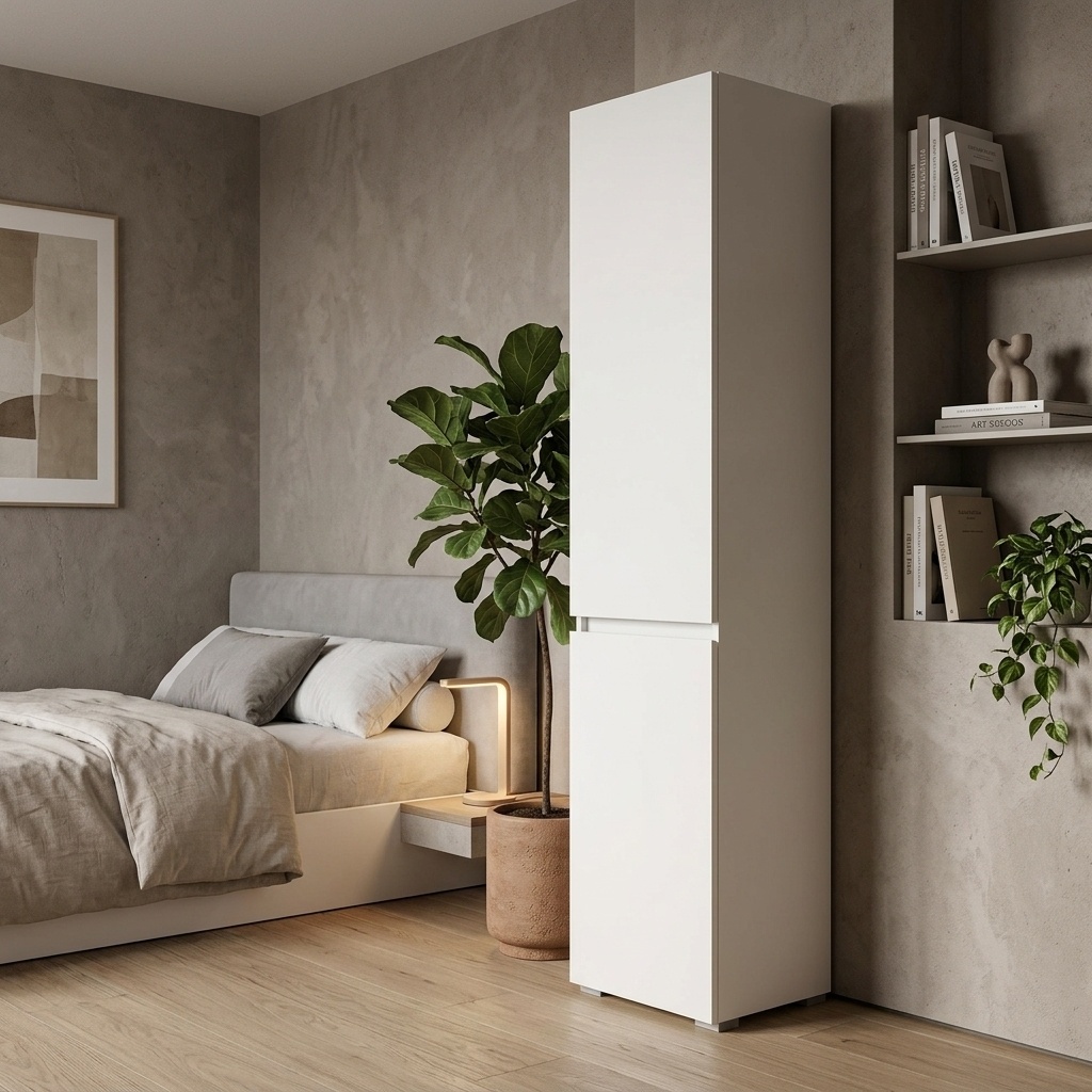Terraneo BOX CONTENITORE 45x37x195 Armadio Guardaroba 1 anta battente 45x37x195 Bianco BOX CONTENITORE