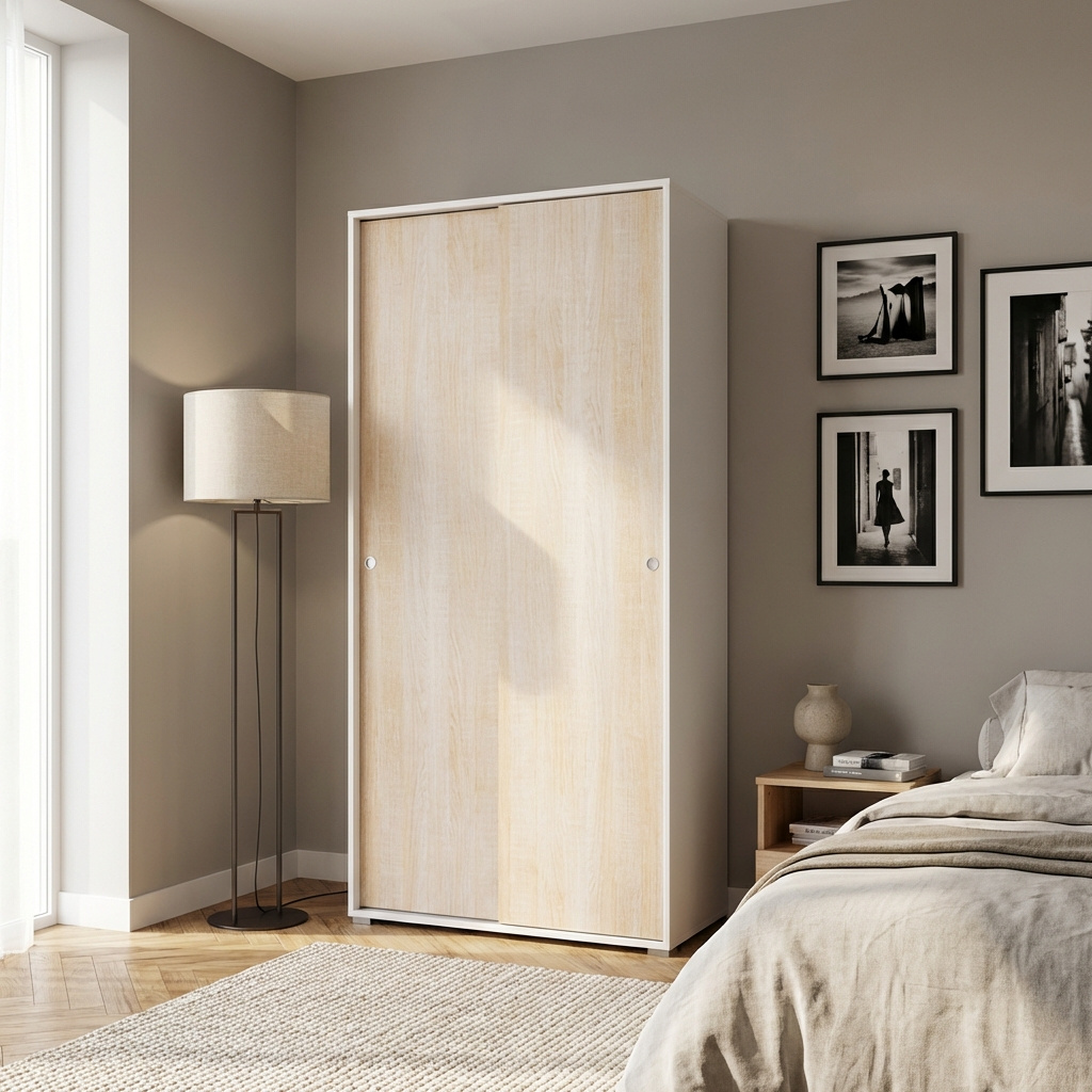 Terraneo EL115 R Armadio Guardaroba 2 ante scorrevoli 90x45x194 cm Rovere