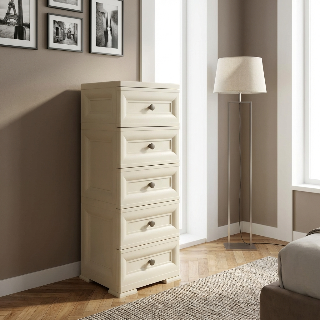 Tontarelli 8086061210 OMNIMODUS Cassettiera Camera da Letto 6 Cassetti 40x43x125 Angora