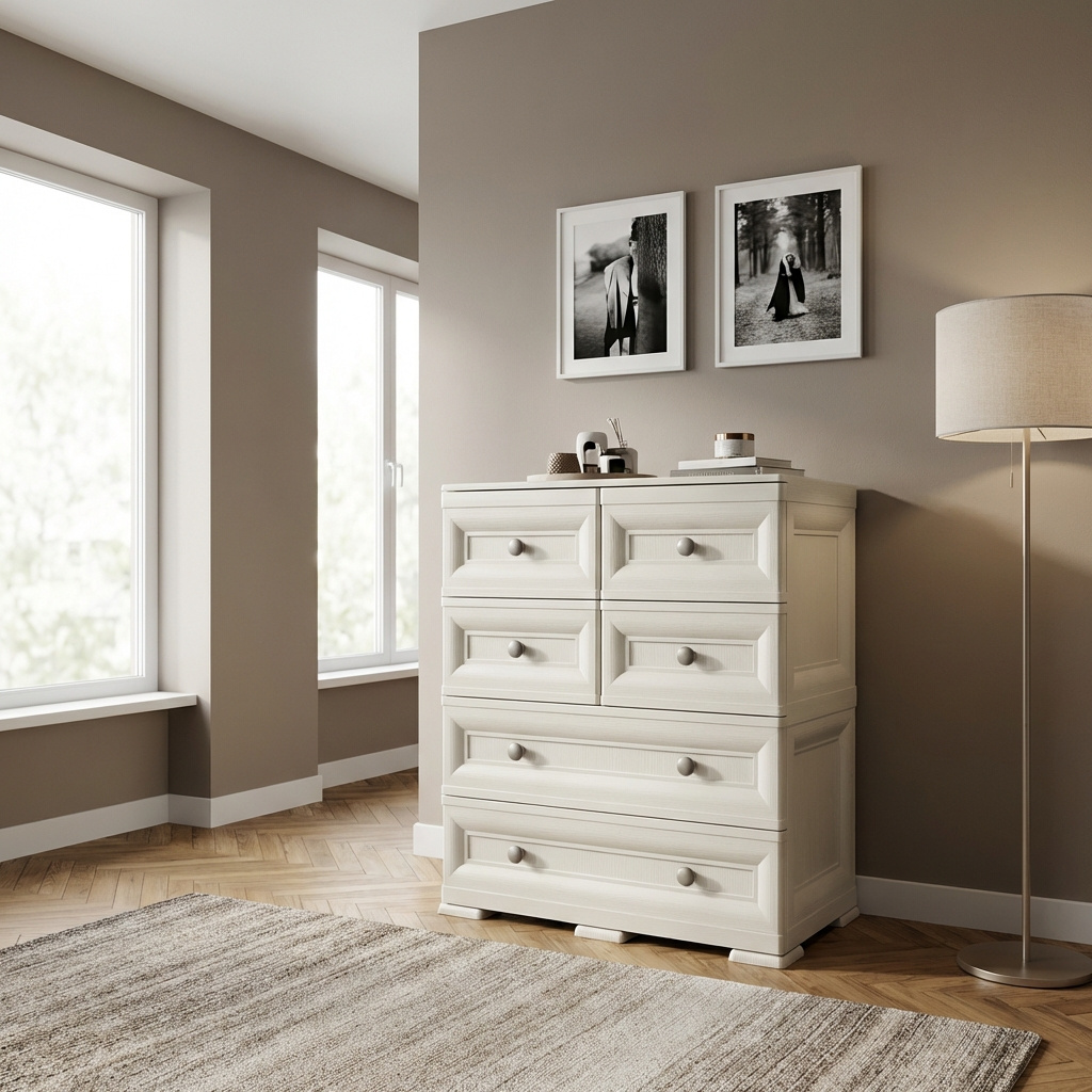 Tontarelli 8086063210 OMNIMODUS Cassettiera Camera da Letto 6 Cassetti 79x43x85,5 Angora