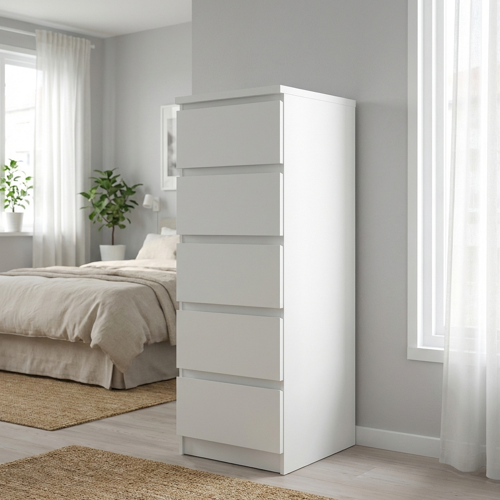Tvilum 7623349 Cassettiera Camera da Letto 5 Cassetti 40x50x111 Bianco Naia