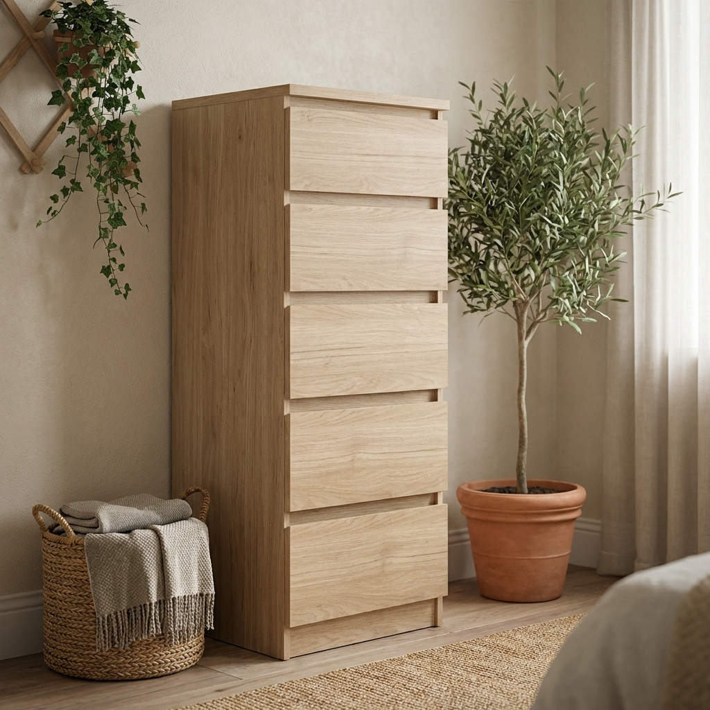 Tvilum 76233HL Cassettiera Camera da Letto 5 Cassetti 40x50x111 Rovere Naia