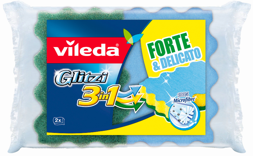 VILEDA VIL108128 Spugna Glitzi 3 In 1 Set 2 Pezzi