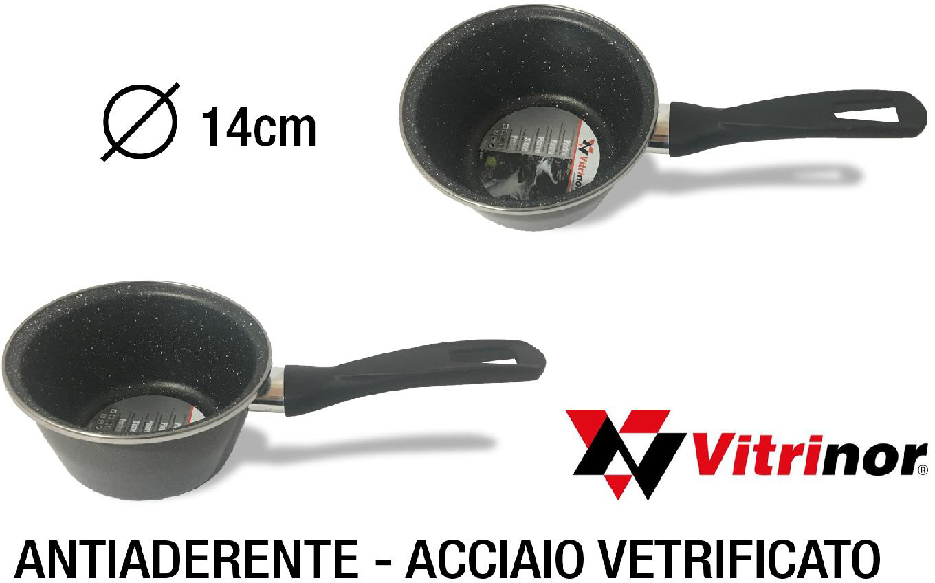 Vitrinor 089678 Casseruola 1 Manico cm 14 Acciaio Vetrificato per Induzione