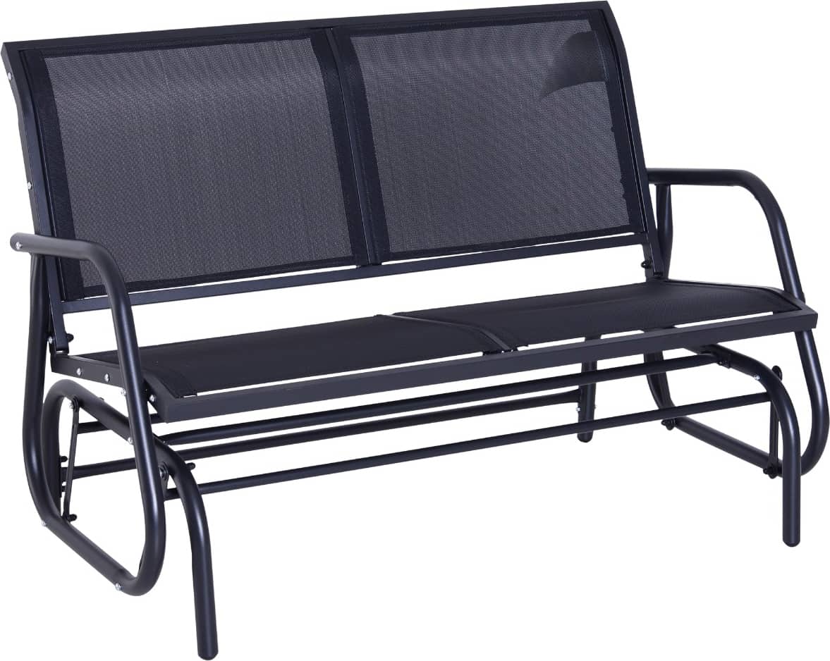 VivaGarden 10853 Panchina da Giardino Dondolo in Metallo 123x70x87 cm Nero
