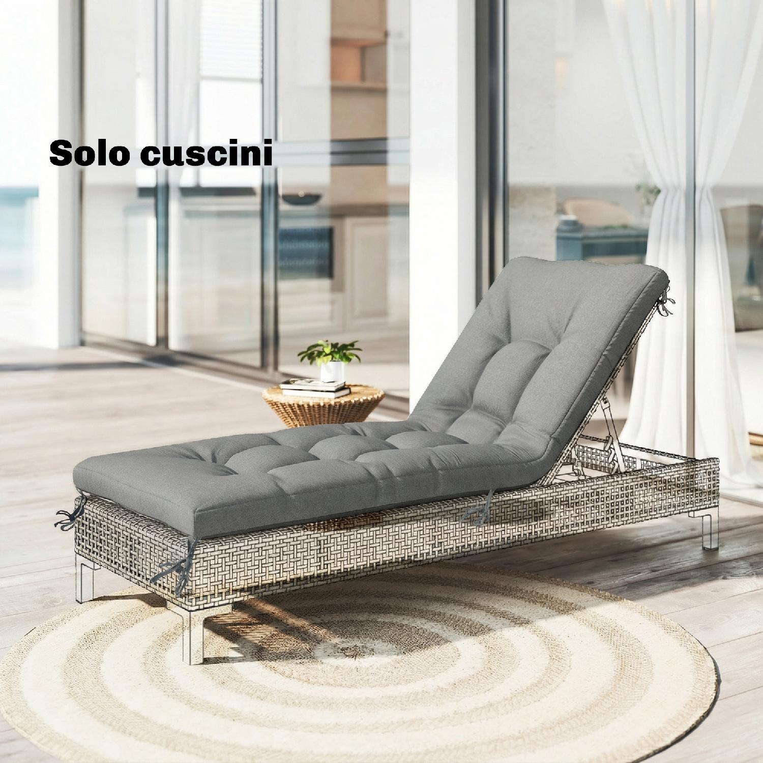 VivaGarden 0LGV308 Cuscino per Lettino Prendisole da Giardino 198x65 cm Grigio Chiaro