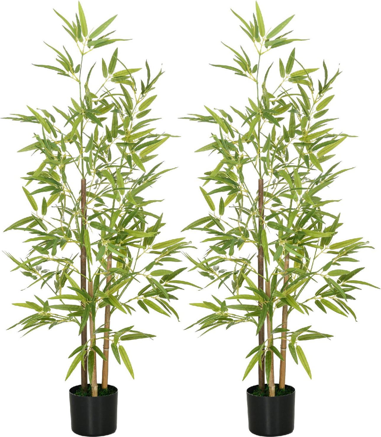 VivaGarden 2GNJ713 Set 2 Piante di Bamb� Finte da 120 cm con Vaso Verde e Nero