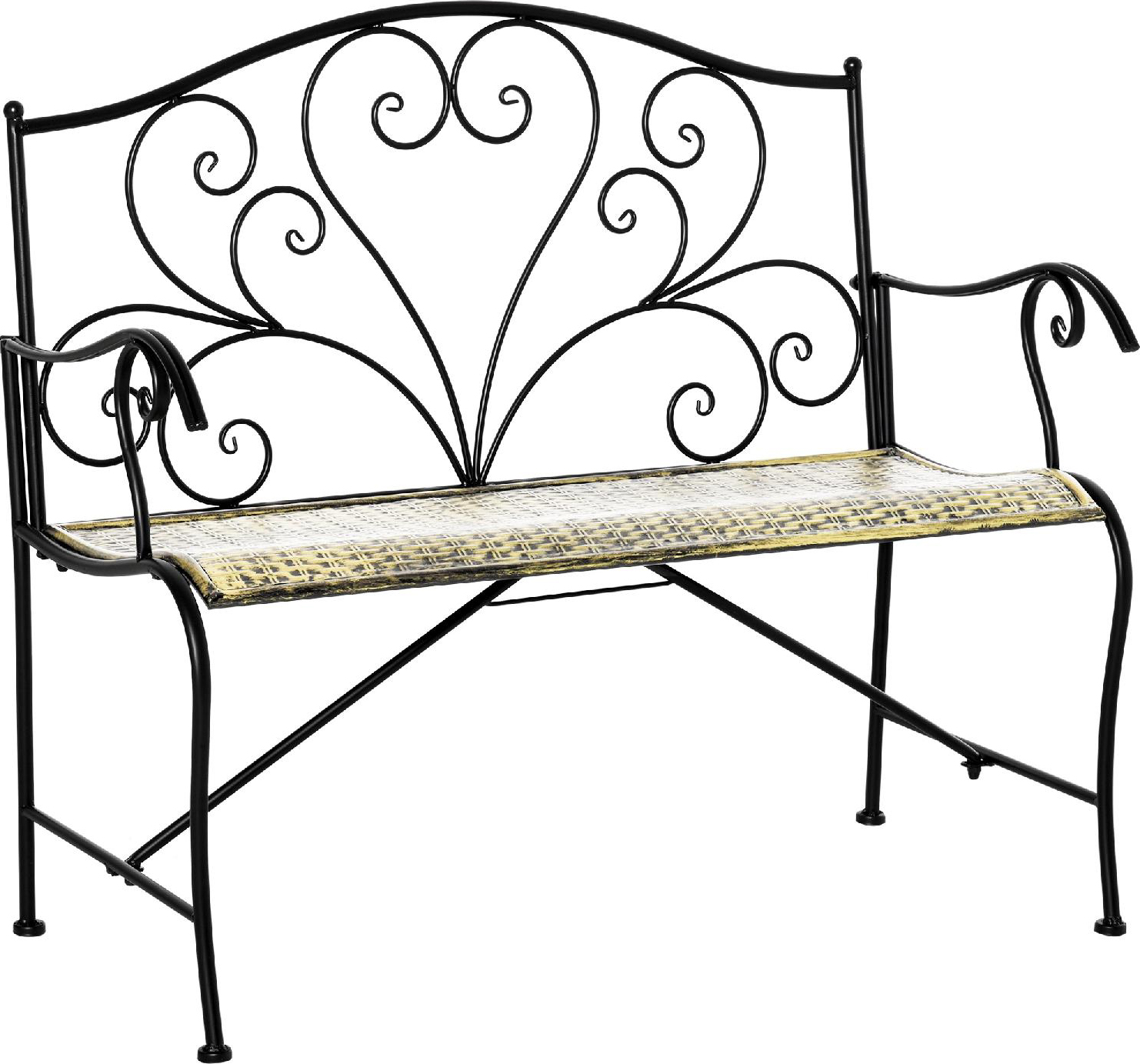 VivaGarden 48984B Panchina da Giardino in Ferro Vintage 2 Posti 100x50x88cm Nero