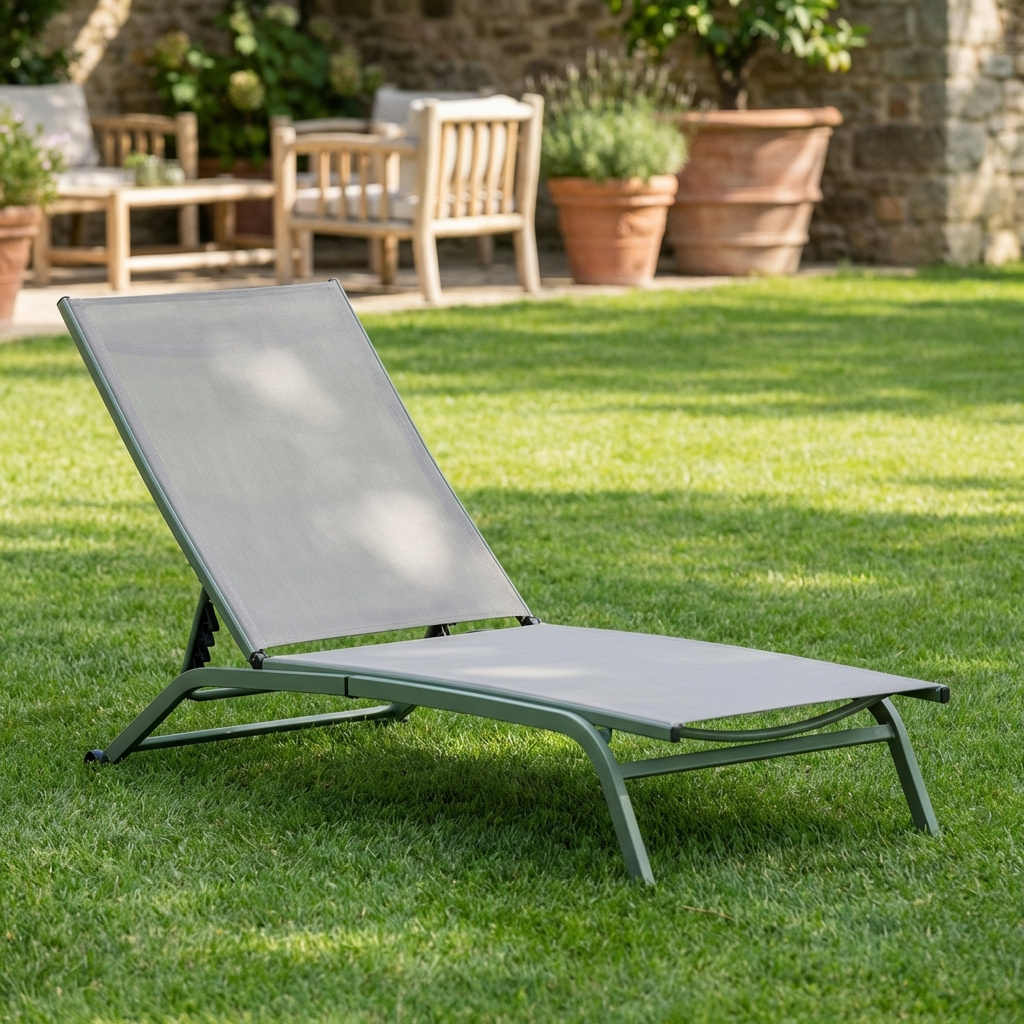 VivaGarden 507239 Lettino Prendisole da Giardino 195x63x34 cm Verde Salvia Copacabana